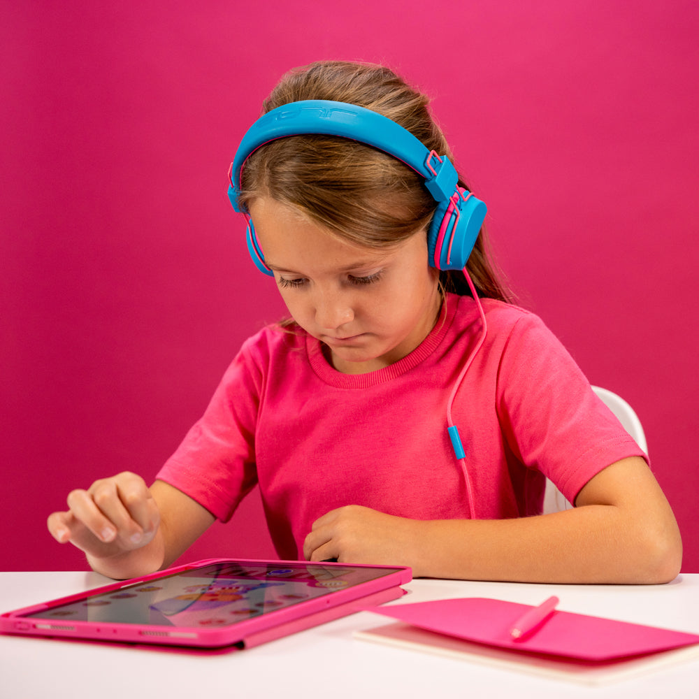 JBuddies Studio On-Ear Kids Wired Type-C Headphones Blue/Pink