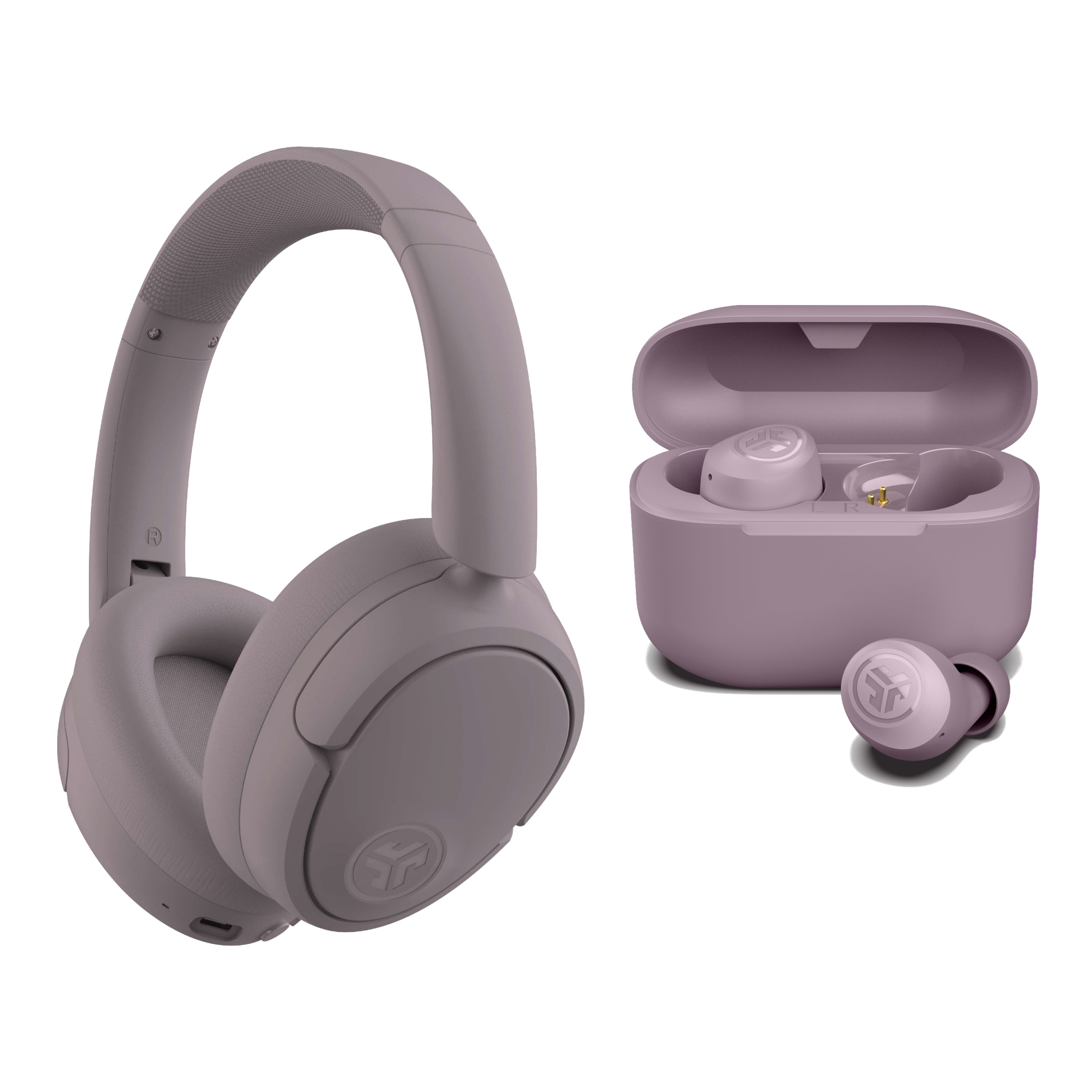 JBuds Lux ANC Headphones & Go Pop+ Black Gift Set - Mauve