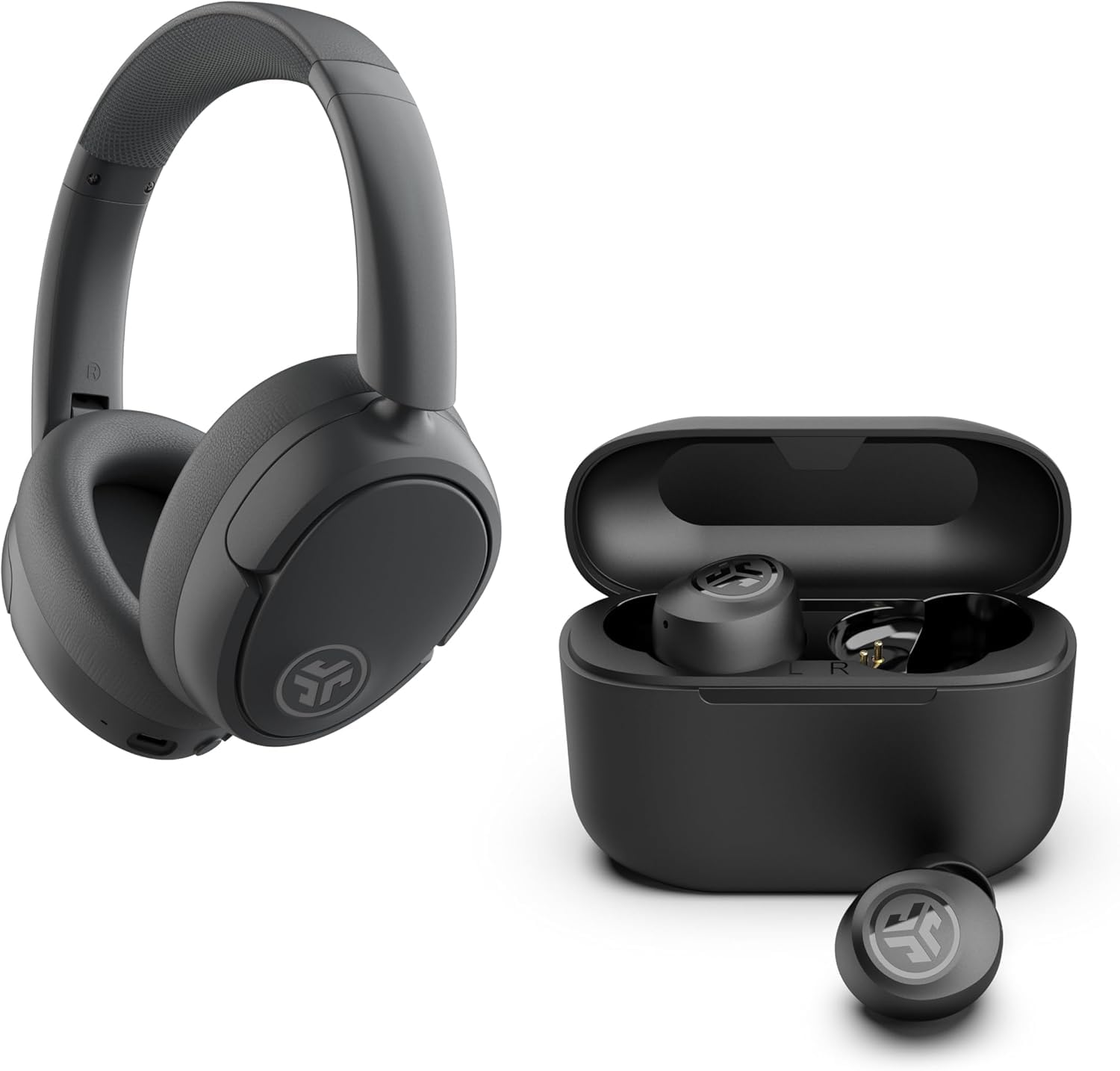 JBuds Lux ANC Headphones & Go Pop+ Mauve Gift Set - Black