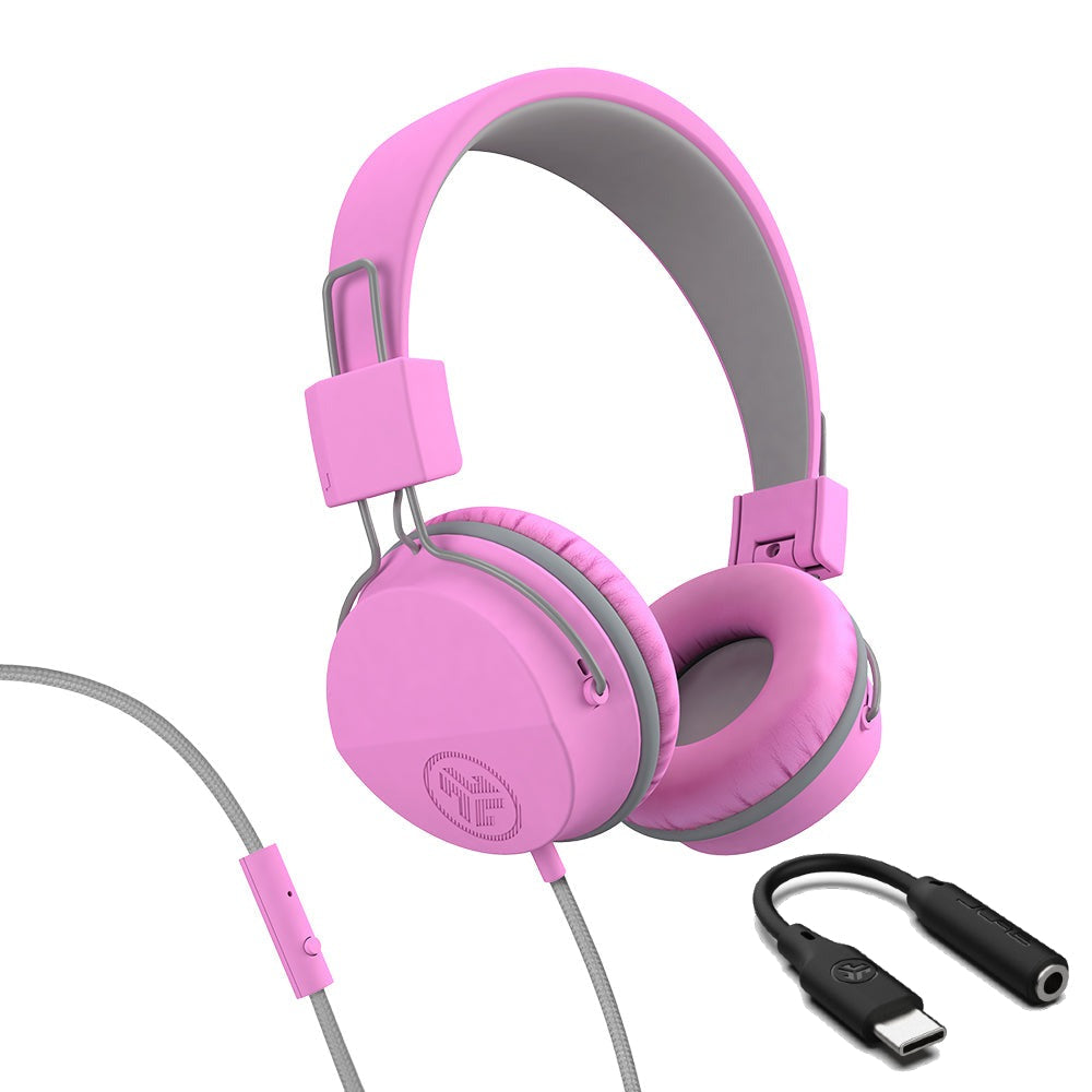 JBuddies Studio On-Ear Kids Wired Type-C Headphones Blue/Pink - Pink